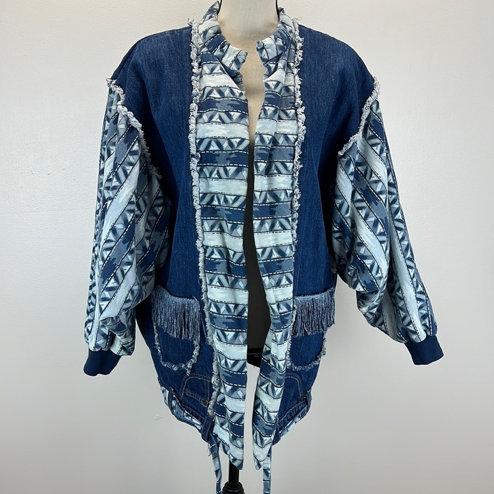 ⭐️Vintage handcrafted denim batwing cotton puffy jacket one size